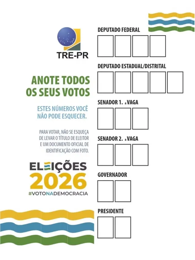 Colinha com ordem e número dos candidatos poderá ser consultada na cabine de votação, desde que esteja em papel (Foto: Divulgação)
