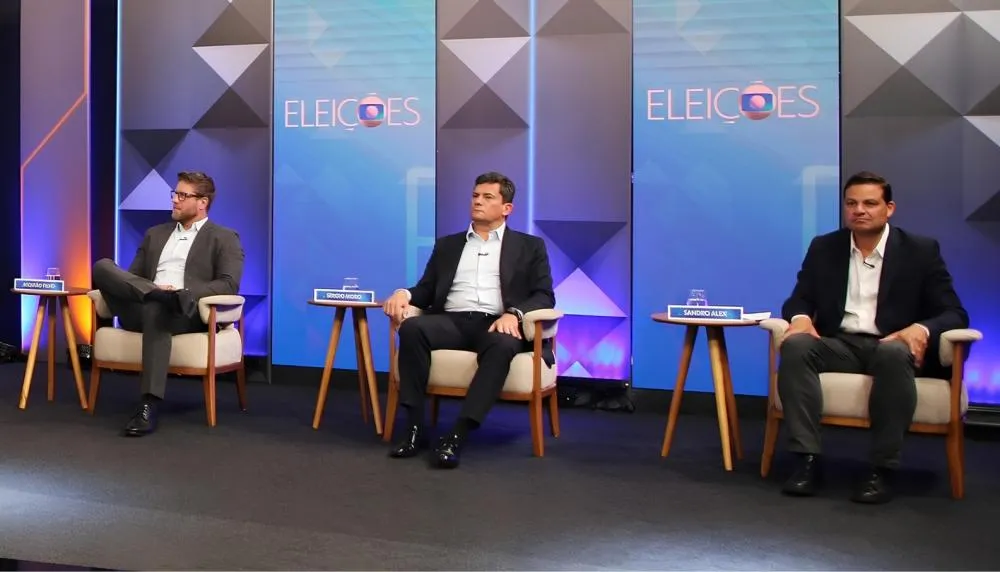 Sergio Moro, Sandro Alex e Requião Filho participaram do debate da RPC sobre a disputa pelo governo do Paraná. Foto: reprodução RPC