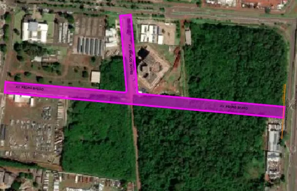 O prolongamento da Avenida Pedro Basso será executado entre a Avenida José Maria de Brito e a Avenida Olímpio Rafagnin, na marginal da BR-277. Foto: Divulgação/PMFI.