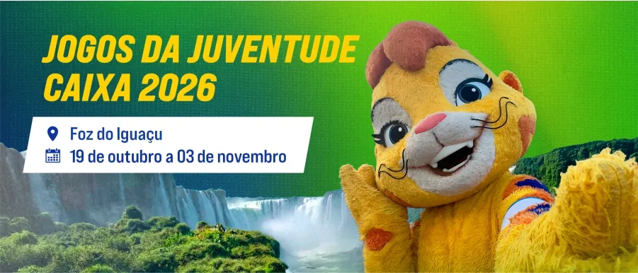 Foz do Iguaçu recebe os Jogos da Juventude CAIXA entre 19 de outubro e 3 de novembro, com mais de 5 mil atletas em 20 modalidades.