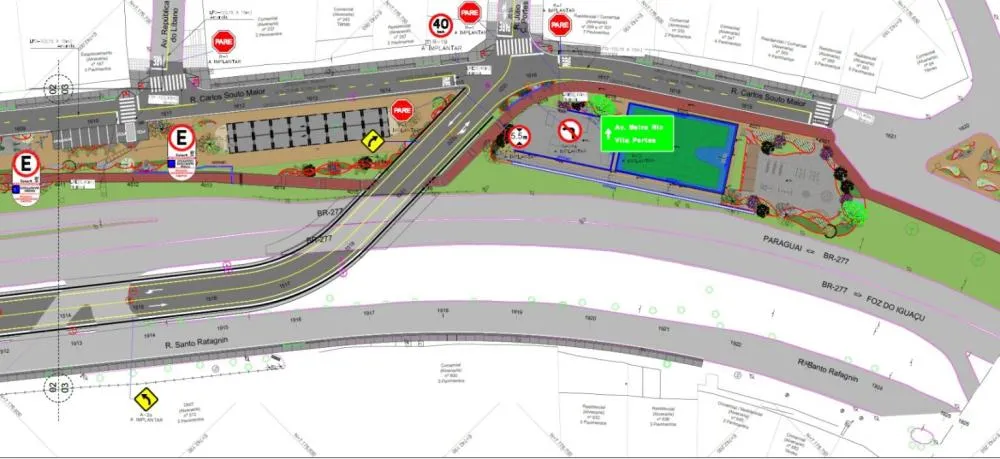 Projeto prevê a construção de uma trincheira sob a BR-277 para ligar os bairros Jardim Jupira e Vila Portes. A primeira etapa tem investimento estimado em R$ 17,7 milhões.
